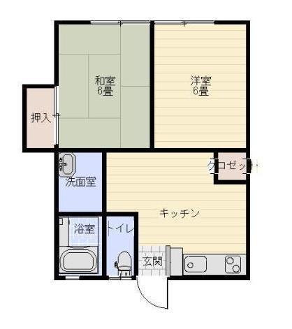 メゾンヒロ 下神谷(2DK/1階)の間取り写真