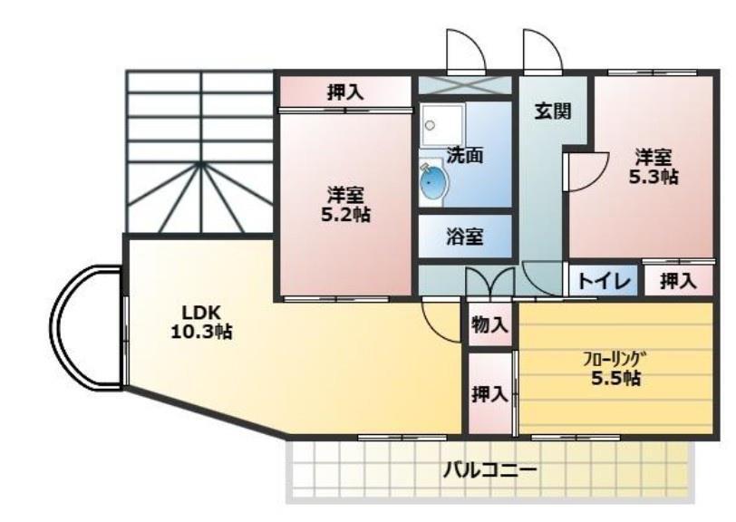 サングレース荒井(3LDK/2階)の間取り写真