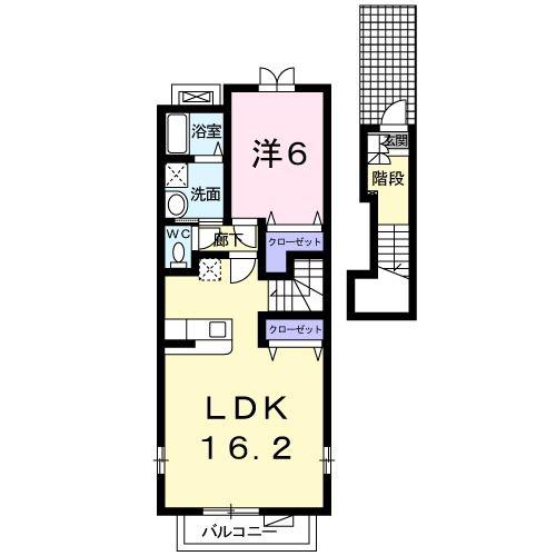 カーサ大高(1LDK/2階)の間取り写真