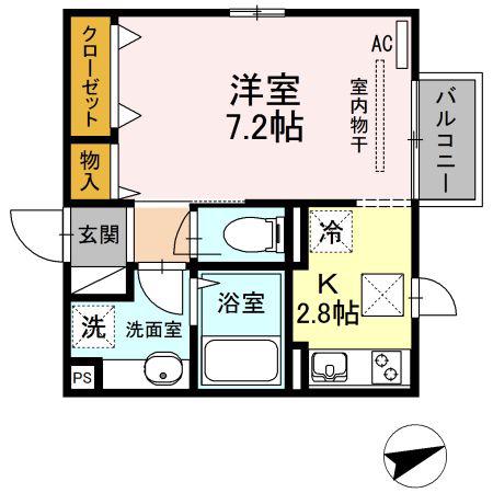 ピア コスモスII(1K/1階)の間取り写真