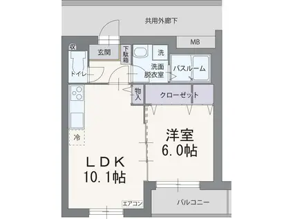 フィールドコートペルラ(1LDK/4階)の間取り写真