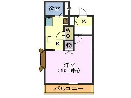 グランモアメイト(1K/1階)の間取り写真