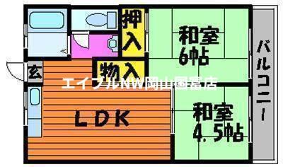 コーポ上中田(2LDK/2階)の間取り写真