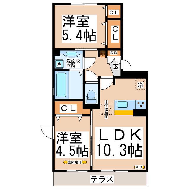 サンフラワー須屋(2LDK/1階)の間取り写真