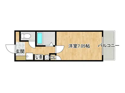 ヴァンベール服部(1K/1階)の間取り写真