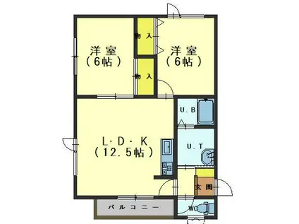 メゾンELLEII(2LDK/1階)の間取り写真