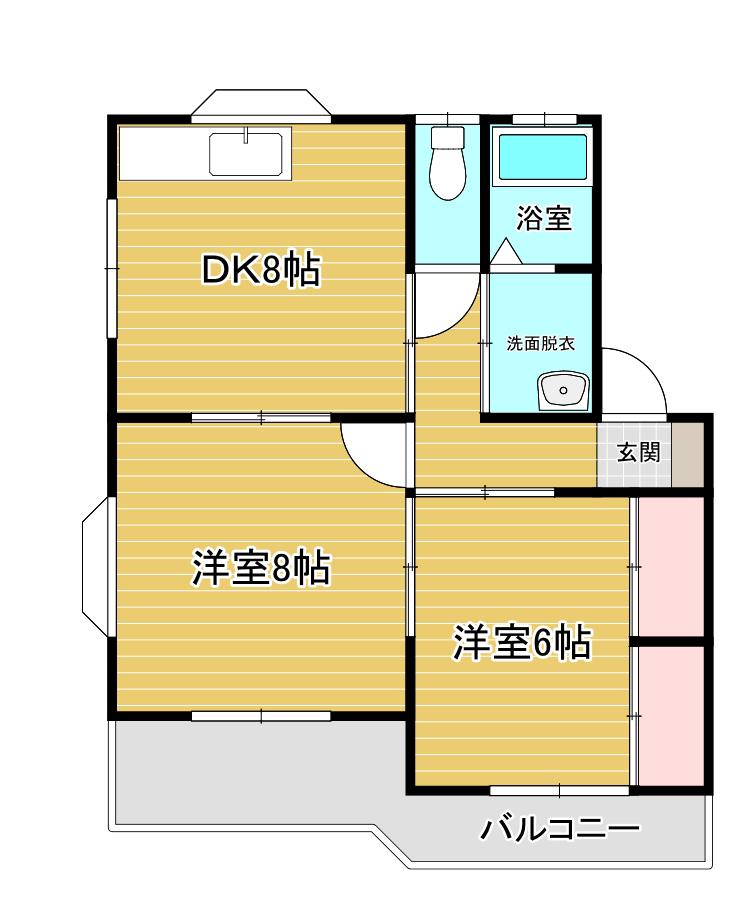 エメラルドハイツ(2DK/2階)の間取り写真