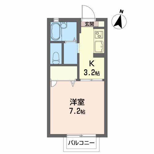 フレグランス四季(1K/2階)の間取り写真