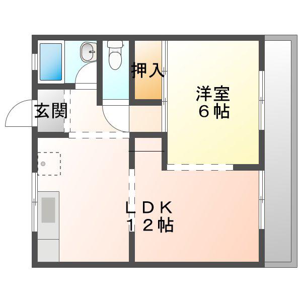 新山荘(1LDK/1階)の間取り写真