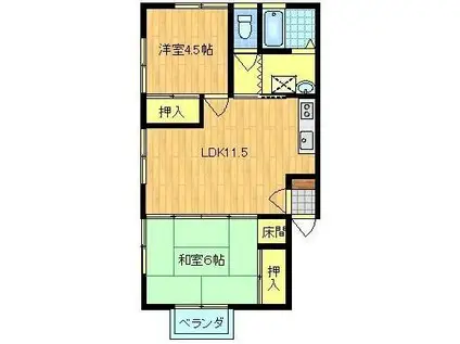 コーポリマーニ1(2LDK/2階)の間取り写真