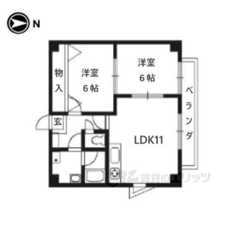 スクエアコート(2LDK/2階)の間取り写真