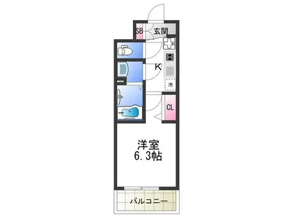 ララプレイス天王寺シエロ(1K/14階)の間取り写真