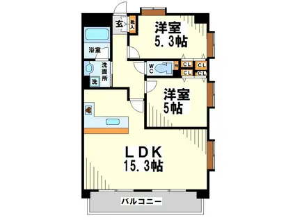 MOMOKI(2LDK/5階)の間取り写真