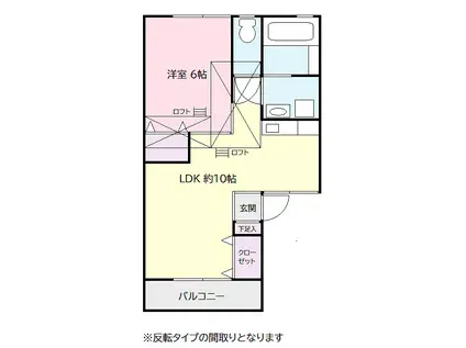 ジュネスかなざわB(1LDK/2階)の間取り写真