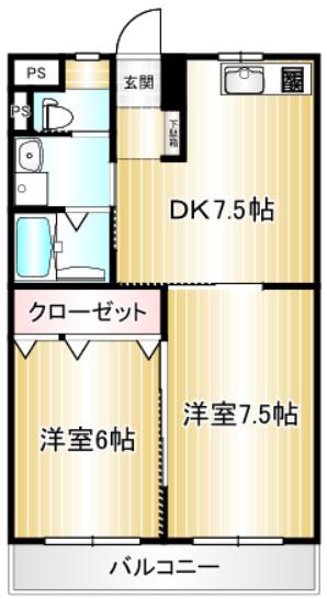 ベラカーサあつみ(2DK/1階)の間取り写真