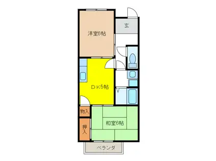 サープラス庄南(2DK/1階)の間取り写真
