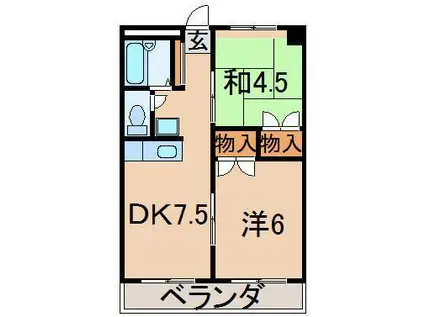 メゾン信夫ヶ丘(2DK/6階)の間取り写真
