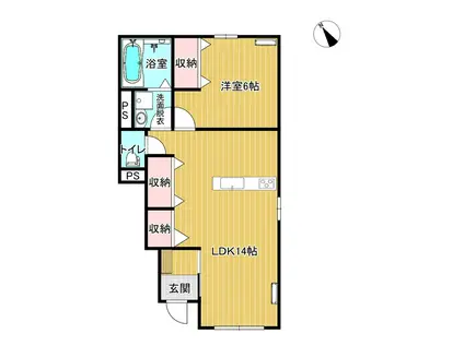 グリッシュA(1LDK/1階)の間取り写真