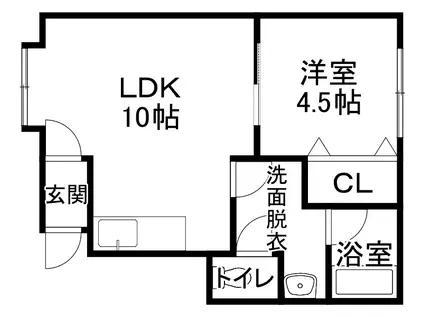 JR根室本線 帯広駅 徒歩23分 2階建 築22年(1DK/1階)の間取り写真