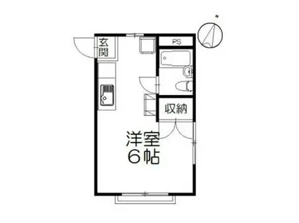 サンコート浜竹(ワンルーム/2階)の間取り写真