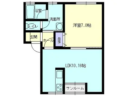 秋田新幹線 大曲駅(秋田) 車で10分 2階建 築17年(1LDK/1階)の間取り写真