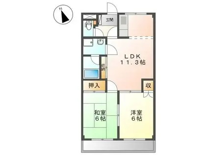 メゾンエトワールIII(2LDK/1階)の間取り写真