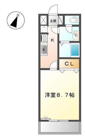 BLANC(1K/1階)の間取り写真