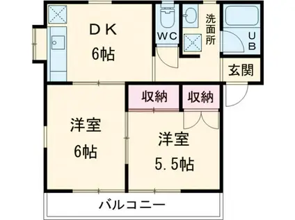 クローバーA(2DK/2階)の間取り写真