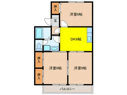 コーポイーストサイドB(3DK/1階)の間取り写真