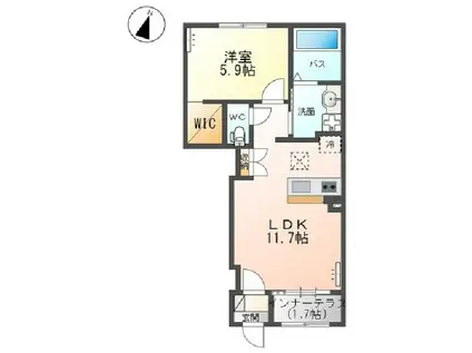 メルヴェーユ黒須VIII(1LDK/1階)の間取り写真