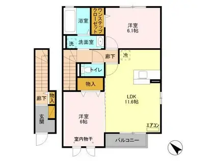 SUN HILL(2LDK/2階)の間取り写真