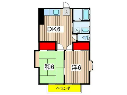 ピエスモンテ茂原(2DK/1階)の間取り写真