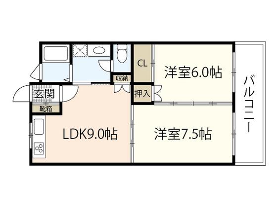 本逕寺ビル(2LDK/4階)の間取り写真