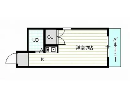 ロイヤルガーデン(1K/2階)の間取り写真