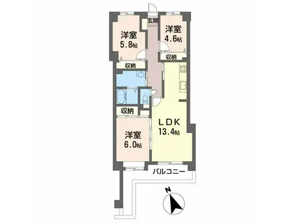 サーパス地吹園(3LDK/1階)の間取り写真