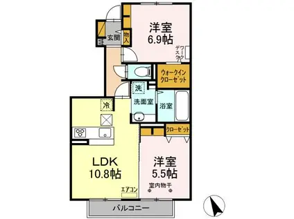 サンヒルズヴィラカインドネス I(2LDK/1階)の間取り写真