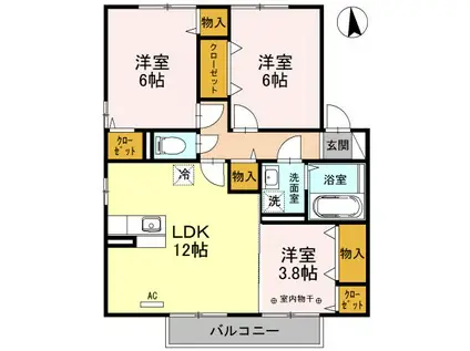 エスペランサリオC棟(3LDK/2階)の間取り写真