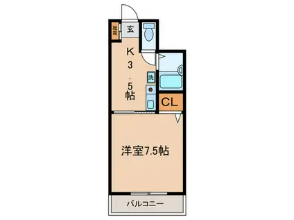 アパ-トメント カヤ(1K/1階)の間取り写真