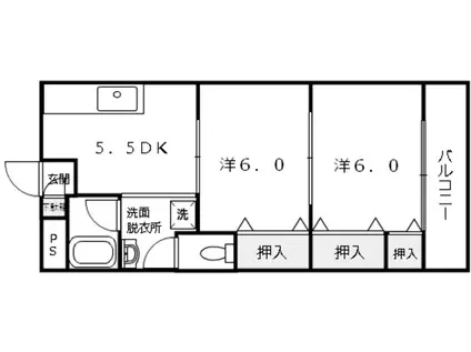 かもめ館(2DK/2階)の間取り写真