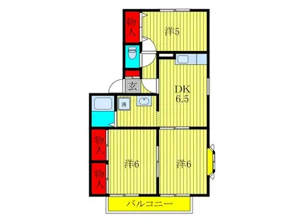 ラフィネF(3DK/1階)の間取り写真