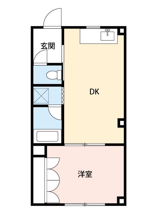 GREEN HILL(1DK/2階)の間取り写真