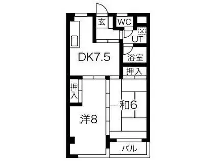 メゾン徳III(2DK/4階)の間取り写真