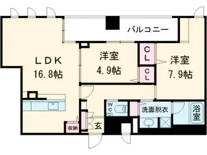 ラヴィーナ奈良(2LDK/7階)の間取り写真