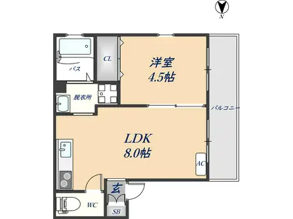 ディアコート岩田(1LDK/3階)の間取り写真