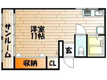 中野ビル(ワンルーム/3階)の間取り写真