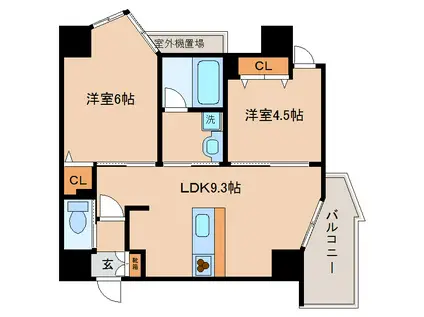 プリオーレ神戸大開通(2LDK/1階)の間取り写真