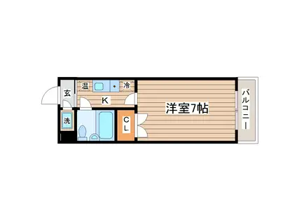 シャンブル旭ケ丘瞑想の松(1K/2階)の間取り写真