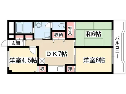 サンパークマンション(3DK/2階)の間取り写真