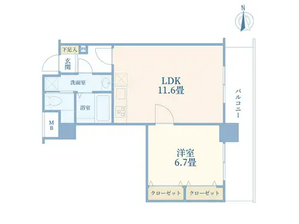 ミラコリーヌ浦和(1LDK/2階)の間取り写真