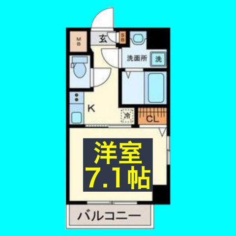 プランドール名駅(1K/7階)の間取り写真